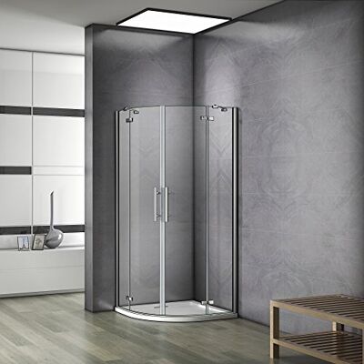 AICA 80x80x195cm cabine de douche à charnière accès d'angle 1/4rond avec paroi de douche et barre de fixation - Publicité AICA 80x80x195cm cabine de douche à charnière accès d'angle 1/4rond avec paroi de douche et barre de fixation - Publicité