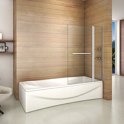 AICA Pare de baignoire 100x140cm pare de douche pivotant Pare baignoire avec les étages en verre securit - Publicité AICA Pare de baignoire 100x140cm pare de douche pivotant Pare baignoire avec les étages en verre securit - Publicité
