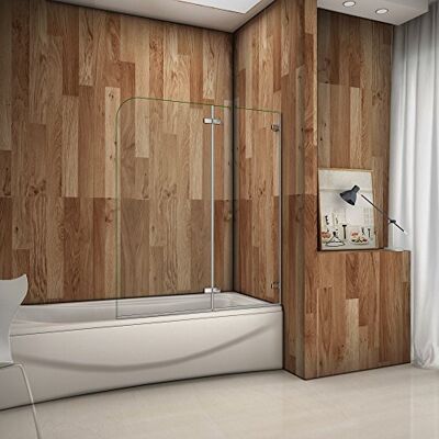 AICA Pare baignoire pivotant120x140cm et repliable 180°, 5mm verre de sécurité, largeur réglable - Publicité AICA Pare baignoire pivotant120x140cm et repliable 180°, 5mm verre de sécurité, largeur réglable - Publicité