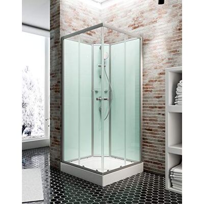 Schulte cabine intégrale 90x90x200 vert d'eau carré portes coulissantes - Publicité Schulte cabine intégrale 90x90x200 vert d'eau carré portes coulissantes - Publicité