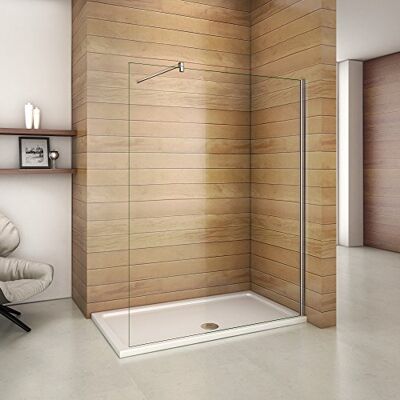 AICA Paroi de douche 160x200 cm,paroi de douche à l'italienne en verre securit et anticalcaire avec barre de fixation extensible en cylindrique - Publicité AICA Paroi de douche 160x200 cm,paroi de douche à l'italienne en verre securit et anticalcaire avec barre de fixation extensible en cylindrique - Publicité