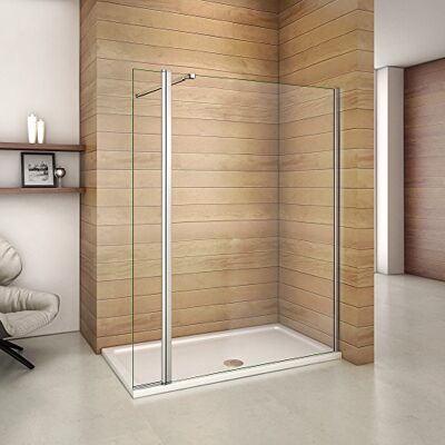 AICA Paroi de douche 120x200cm avec un volet retour en 30cm paroi de douche à l'italienne avec une barre de fixation extensible - Publicité AICA Paroi de douche 120x200cm avec un volet retour en 30cm paroi de douche à l'italienne avec une barre de fixation extensible - Publicité