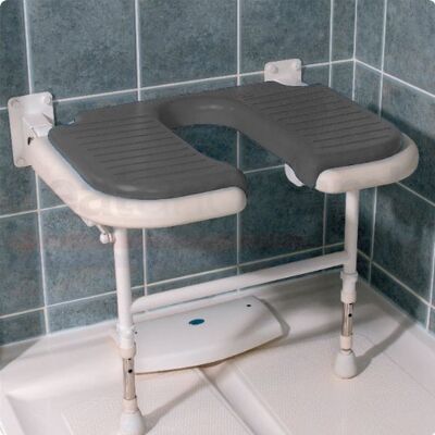 AKW 04220P Gris Siège de Douche rembourré en U Large Rabattable Série 4000 (accessibilité PMR) - Publicité AKW 04220P Gris Siège de Douche rembourré en U Large Rabattable Série 4000 (accessibilité PMR) - Publicité