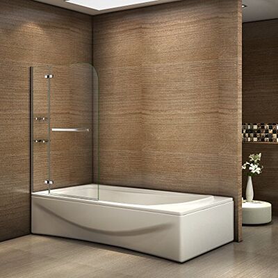 AICA Paroi de douche 90x140cm pare de douche pivotant Pare baignoire avec les étages en verre securit - Publicité AICA Paroi de douche 90x140cm pare de douche pivotant Pare baignoire avec les étages en verre securit - Publicité