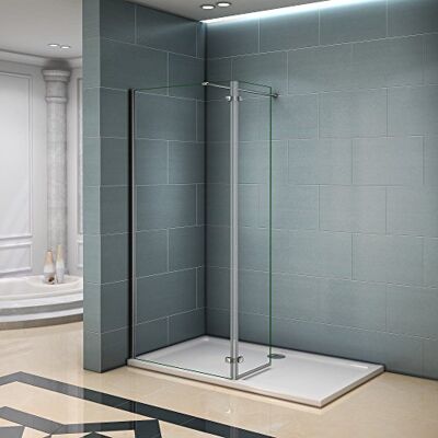 AICA Paroi de douche 90x200 avec retour pivotante 40cm et la barre de fixation 140cm paroi de douche à l'italienne - Publicité AICA Paroi de douche 90x200 avec retour pivotante 40cm et la barre de fixation 140cm paroi de douche à l'italienne - Publicité
