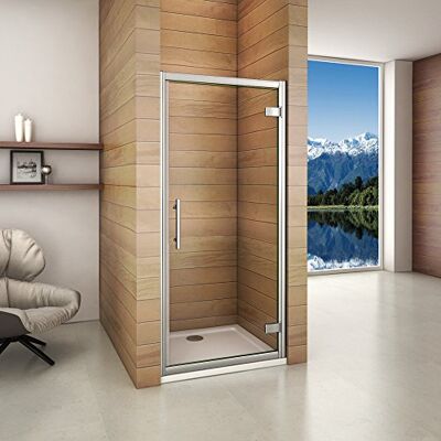 AICA Porte de douche pivotante 90x185cm verre securit installation en niche - Publicité AICA Porte de douche pivotante 90x185cm verre securit installation en niche - Publicité