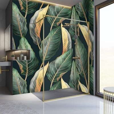 Schulte paroi douche italienne 100x200 or barre 122cm verre 6mm réversible verre trempé anti-calcaire barre recoupable réglage 98.8-100.0 cm - Publicité Schulte paroi douche italienne 100x200 or barre 122cm verre 6mm réversible verre trempé anti-calcaire barre recoupable réglage 98.8-100.0 cm - Publicité