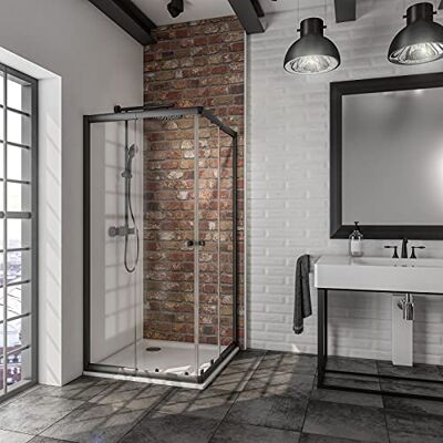 Schulte douche accès angle extensible 75-90x180 noir coulissante 4 mm - Publicité Schulte douche accès angle extensible 75-90x180 noir coulissante 4 mm - Publicité