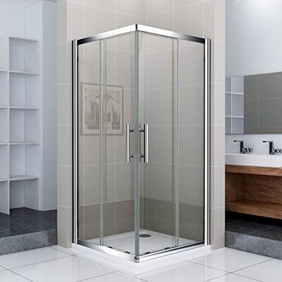 AICA Porte de douche coulissante 80x80x185cm cabine de douche angulaire 2 volets et 2 verres fixés - Publicité AICA Porte de douche coulissante 80x80x185cm cabine de douche angulaire 2 volets et 2 verres fixés - Publicité