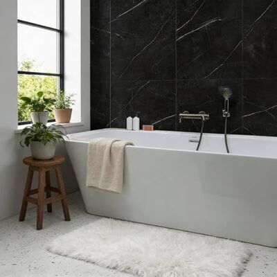 DECOON Lot de 4 Dalles Murales Douche Décor Marbre Noir satiné Panneaux muraux salle de bain en SPC 59,2x118,4 cm (2,8 m²) Étanche, sans joints, pose facile et rapide - Publicité DECOON Lot de 4 Dalles Murales Douche Décor Marbre Noir satiné Panneaux muraux salle de bain en SPC 59,2x118,4 cm (2,8 m²) Étanche, sans joints, pose facile et rapide - Publicité