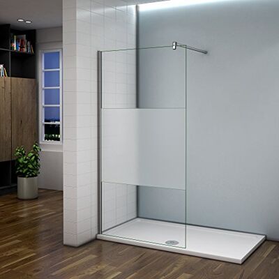 AICA 1000x2000x8mm paroi de douche bande central dépoli walk in paroi de fixation Italienne avec barre de fixation la pince 360° 900mm - Publicité AICA 1000x2000x8mm paroi de douche bande central dépoli walk in paroi de fixation Italienne avec barre de fixation la pince 360° 900mm - Publicité