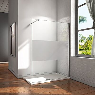 AICA 1100x2000x8mm paroi de douche bande central dépoli walk in paroi de fixation Italien avec barre de fixation 900mm - Publicité AICA 1100x2000x8mm paroi de douche bande central dépoli walk in paroi de fixation Italien avec barre de fixation 900mm - Publicité