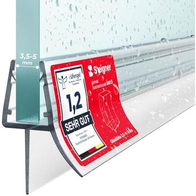 STEIGNER Joint porte de douche UK13 40 cm (1 pc.) transparent Joint vertical pour douche à accès d'angle ou pentagonale avec porte 3,5-5 mm Finition esthétique, Installation facile, Design discret - Publicité STEIGNER Joint porte de douche UK13 40 cm (1 pc.) transparent Joint vertical pour douche à accès d'angle ou pentagonale avec porte 3,5-5 mm Finition esthétique, Installation facile, Design discret - Publicité