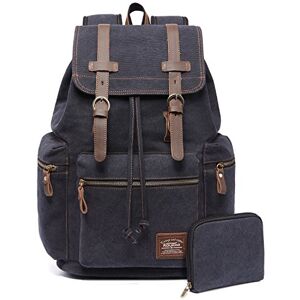 KAUKKO Sac en Cuir Multifonction Vintage Canvas Rucksack Voyage randonnée à Dos pour Ordinateur Portable Sac d'école de Sac à Dos (Noir-702-) - Publicité