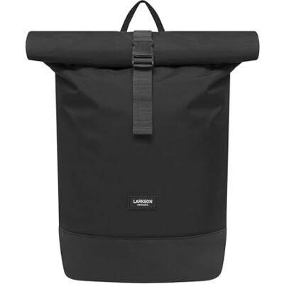 LARKSON Sac à Dos Femmes & Hommes Noir Janne Sac à Dos Rolltop avec Compartiment pour Ordinateur Portable pour Université Travail Voyages & Vélo Medium Backpack Hydrofuge - Publicité LARKSON Sac à Dos Femmes & Hommes Noir Janne Sac à Dos Rolltop avec Compartiment pour Ordinateur Portable pour Université Travail Voyages & Vélo Medium Backpack Hydrofuge - Publicité