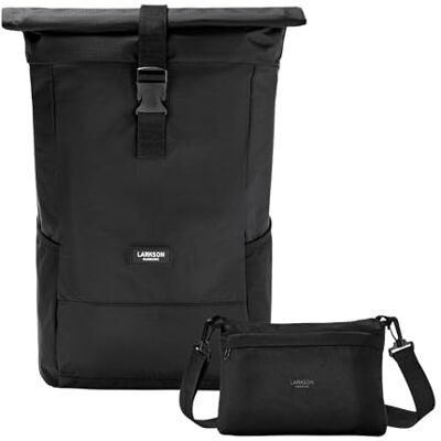 LARKSON Sac à Dos Pliable Léger Noir Arne Packable Backpack pour Randonnée, Voyages, Plage Rolltop Ultraléger 15 litres Pliable en Petit Sac à Bandoulière - Publicité LARKSON Sac à Dos Pliable Léger Noir Arne Packable Backpack pour Randonnée, Voyages, Plage Rolltop Ultraléger 15 litres Pliable en Petit Sac à Bandoulière - Publicité