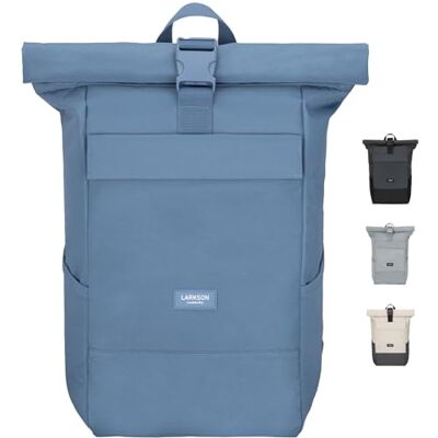 Larkson Sac à Dos Roll Top Femmes & Hommes No 4 Backpack pour l'École, l'Université Compartiment Ordinateur Portable 16 Pouces Hydrofuge - Publicité Larkson Sac à Dos Roll Top Femmes & Hommes No 4 Backpack pour l'École, l'Université Compartiment Ordinateur Portable 16 Pouces Hydrofuge - Publicité