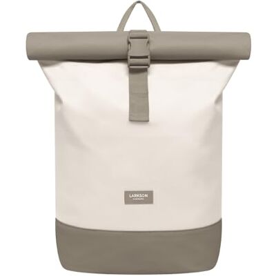 LARKSON Sac à Dos Femmes & Hommes Crème Gris Janne Sac à Dos Rolltop avec Compartiment pour Ordinateur Portable pour Université Travail Voyages & Vélo Medium Backpack Hydrofuge - Publicité LARKSON Sac à Dos Femmes & Hommes Crème Gris Janne Sac à Dos Rolltop avec Compartiment pour Ordinateur Portable pour Université Travail Voyages & Vélo Medium Backpack Hydrofuge - Publicité