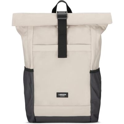 LARKSON Sac à Dos Roll Top Femmes & Hommes Beige Gris No 2 Backpack pour l'École, l'Université Compartiment Ordinateur Portable 16 Pouces Hydrofuge - Publicité LARKSON Sac à Dos Roll Top Femmes & Hommes Beige Gris No 2 Backpack pour l'École, l'Université Compartiment Ordinateur Portable 16 Pouces Hydrofuge - Publicité