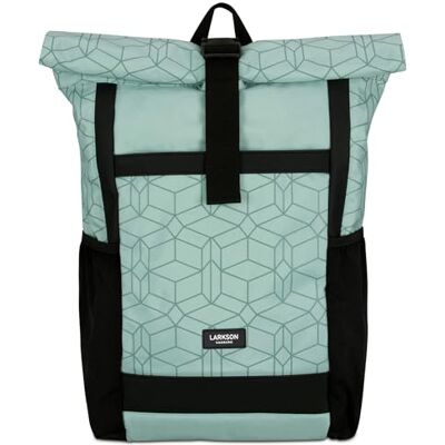 Larkson Sac à Dos Roll Top Femmes & Hommes Menthe No 2 Backpack pour l'École, l'Université Compartiment Ordinateur Portable 16 Pouces Hydrofuge - Publicité Larkson Sac à Dos Roll Top Femmes & Hommes Menthe No 2 Backpack pour l'École, l'Université Compartiment Ordinateur Portable 16 Pouces Hydrofuge - Publicité