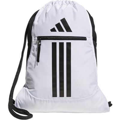 Adidas Alliance Sackpack Sac à dos avec cordon de serrage Petit sac de gym léger pour homme et femme Blanc/noir Taille unique - Publicité Adidas Alliance Sackpack Sac à dos avec cordon de serrage Petit sac de gym léger pour homme et femme Blanc/noir Taille unique - Publicité