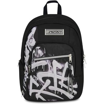 Seven Sac à dos d'école Dual Detach PLUMPY LINE BOY, noir, 32 L, double compartiment, multifonction, sac à dos amovible, poche avec organisateur, compartiment pour PC, école moyenne et supérieure - Publicité Seven Sac à dos d'école Dual Detach PLUMPY LINE BOY, noir, 32 L, double compartiment, multifonction, sac à dos amovible, poche avec organisateur, compartiment pour PC, école moyenne et supérieure - Publicité