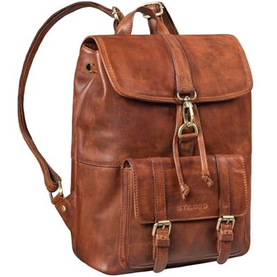 STILORD Sac à Dos Vintage Femme Cuir pour Ordinateur Portable 13,3 Pouces Casual Backpack idéal comme Sac Travail Sac Universitaire Cartable Couleur:Brandy Cognac - Publicité STILORD Sac à Dos Vintage Femme Cuir pour Ordinateur Portable 13,3 Pouces Casual Backpack idéal comme Sac Travail Sac Universitaire Cartable Couleur:Brandy Cognac - Publicité