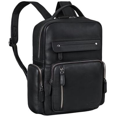 STILORD '' Vintage Sac à Dos Cuir Homme Femme Grand 11 pouces Tablet Bandoulière Cuir Véritable Cartable pour Université École Cabine Avion, Couleur:noir - Publicité STILORD '' Vintage Sac à Dos Cuir Homme Femme Grand 11 pouces Tablet Bandoulière Cuir Véritable Cartable pour Université École Cabine Avion, Couleur:noir - Publicité
