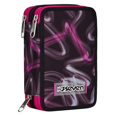 Seven Trousse d'école 3 Compartiments, Noir, Rose, Rose Blurred Pink, Porte-Stylo Triple Compartiment Complet avec Stylets, Crayons, Couleurs, Accessoires Sac à Dos, élémentaires, Moyennes, - Publicité Seven Trousse d'école 3 Compartiments, Noir, Rose, Rose Blurred Pink, Porte-Stylo Triple Compartiment Complet avec Stylets, Crayons, Couleurs, Accessoires Sac à Dos, élémentaires, Moyennes, - Publicité