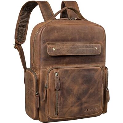 STILORD '' Vintage Sac à Dos Cuir Homme Femme Grand 11 pouces Tablet Bandoulière Cuir Véritable Cartable pour Université École Cabine Avion - Publicité STILORD '' Vintage Sac à Dos Cuir Homme Femme Grand 11 pouces Tablet Bandoulière Cuir Véritable Cartable pour Université École Cabine Avion - Publicité