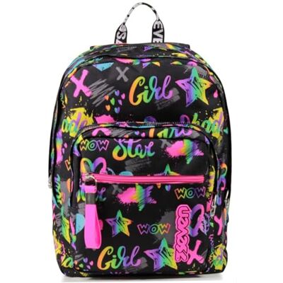 Seven Sac à Dos, New Fit Iridescent Sac à Dos Scolaire Rembourré, Sac à Livres, Taille Unique Filles et Garçons, Grande Capacité, pour L'École, le Sport & les Loisirs, Noir, - Publicité Seven Sac à Dos, New Fit Iridescent Sac à Dos Scolaire Rembourré, Sac à Livres, Taille Unique Filles et Garçons, Grande Capacité, pour L'École, le Sport & les Loisirs, Noir, - Publicité