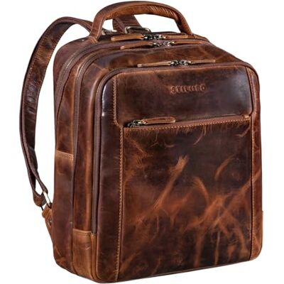 STILORD Sac à Dos Scolaire en Cuir Grand et Large idéal comme Sac de Professeur Backpack d'affaires pour PC Portable avec de Nombreux Compartiments Vintage Couleur:Kara Cognac - Publicité STILORD Sac à Dos Scolaire en Cuir Grand et Large idéal comme Sac de Professeur Backpack d'affaires pour PC Portable avec de Nombreux Compartiments Vintage Couleur:Kara Cognac - Publicité
