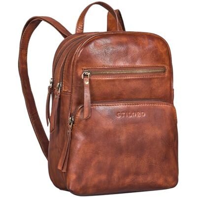 STILORD '' Sac à Dos feminin petit cuir véritable mode Sac de transport anti-voleur Sac de tous les Jours, Couleur:brandy cognac - Publicité STILORD '' Sac à Dos feminin petit cuir véritable mode Sac de transport anti-voleur Sac de tous les Jours, Couleur:brandy cognac - Publicité
