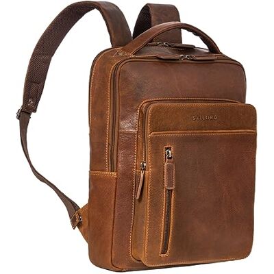 STILORD Sac à Dos en Cuir Grande pour Homme Femme Vintage Backpack pour Ordinateur Portable 13 Pouces Bagages de Voyage Couleur:luino Marron - Publicité STILORD Sac à Dos en Cuir Grande pour Homme Femme Vintage Backpack pour Ordinateur Portable 13 Pouces Bagages de Voyage Couleur:luino Marron - Publicité