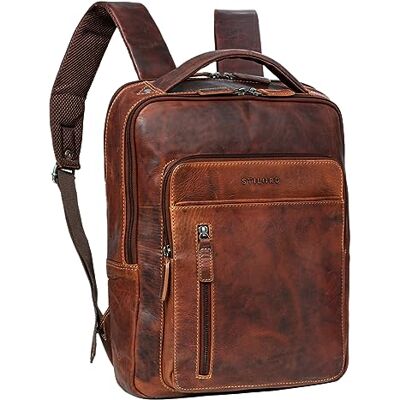 STILORD Sac à Dos en Cuir Grande pour Homme Femme Vintage Backpack pour Ordinateur Portable 13 Pouces Bagages de Voyage Couleur:Salerno Marron - Publicité STILORD Sac à Dos en Cuir Grande pour Homme Femme Vintage Backpack pour Ordinateur Portable 13 Pouces Bagages de Voyage Couleur:Salerno Marron - Publicité