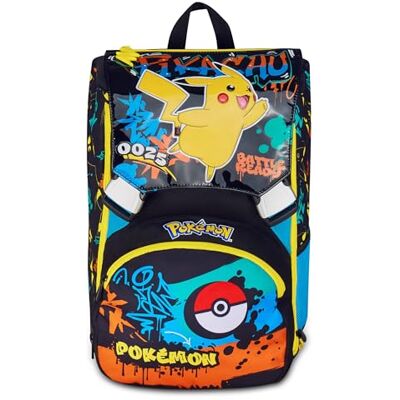 Seven Sac à dos Pokemon double compartiment extensible, noir, grande capacité, dossier préformé, enfant, école primaire - Publicité Seven Sac à dos Pokemon double compartiment extensible, noir, grande capacité, dossier préformé, enfant, école primaire - Publicité