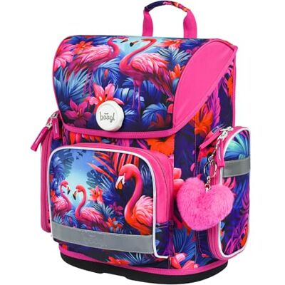 Sac d'école BAAGL - Rose avec flamants - Publicité Sac d'école BAAGL - Rose avec flamants - Publicité