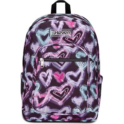 Seven Sac à Dos d'école Freethink, Noir Violet, Fille, Sac à Dos Double Compartiment avec Support USB, Poche pour Ordinateur ou Tablette et Poche Porte-Bouteille, Sac à Dos Moyen et supérieur, Fille, - Publicité Seven Sac à Dos d'école Freethink, Noir Violet, Fille, Sac à Dos Double Compartiment avec Support USB, Poche pour Ordinateur ou Tablette et Poche Porte-Bouteille, Sac à Dos Moyen et supérieur, Fille, - Publicité