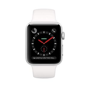 Apple Watch Series 3 42mm (GPS + Cellular) Boîtier En Acier Inoxydable Argent Avec Bracelet Sport Blanc (Reconditionné) - Publicité