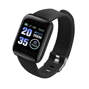 Murezima Smart Watch, Bracelet Smart Bluetooth 116plus Montre de Remise en Forme, Test de Pression artérielle imperméable pour Hommes Femmes Noir Information Notifications - Publicité