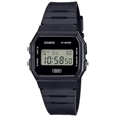 Casio Série F91W Montre numérique Résistante à l'eau Lumière LED Chronomètre 1/100 Sec Heure régulière (HR, Min, Sec, PM, Date, Jour) Alarme Quotidienne Légère Batterie de 7 Ans, Noir - Publicité Casio Série F91W Montre numérique Résistante à l'eau Lumière LED Chronomètre 1/100 Sec Heure régulière (HR, Min, Sec, PM, Date, Jour) Alarme Quotidienne Légère Batterie de 7 Ans, Noir - Publicité