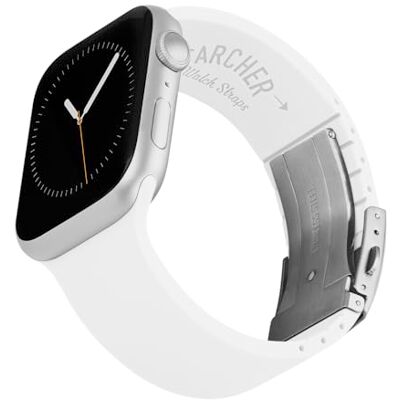 Archer Watch Straps Bracelets en Silicone Ajustables Sur Mesure pour Apple Watch (Blanc, Fermoir Argent, 40/41/42mm) - Publicité Archer Watch Straps Bracelets en Silicone Ajustables Sur Mesure pour Apple Watch (Blanc, Fermoir Argent, 40/41/42mm) - Publicité