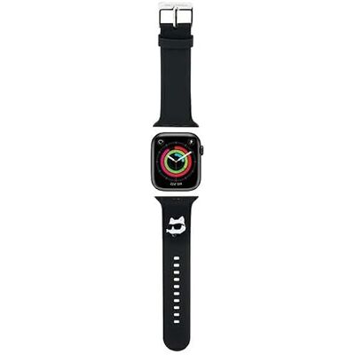 Bracelet en caoutchouc noir 3D Choupette Head de Karl Lagerfeld pour Apple Watch - Publicité Bracelet en caoutchouc noir 3D Choupette Head de Karl Lagerfeld pour Apple Watch - Publicité