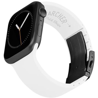 Archer Watch Straps Bracelets en Silicone Ajustables Sur Mesure pour Apple Watch (Blanc, Fermoir Gris, 42/44/45/49mm) - Publicité Archer Watch Straps Bracelets en Silicone Ajustables Sur Mesure pour Apple Watch (Blanc, Fermoir Gris, 42/44/45/49mm) - Publicité
