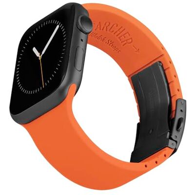 Archer Watch Straps Bracelets en Silicone Ajustables Sur Mesure pour Apple Watch (Orange Lumineux, Fermoir Gris, 40/41/42mm) - Publicité Archer Watch Straps Bracelets en Silicone Ajustables Sur Mesure pour Apple Watch (Orange Lumineux, Fermoir Gris, 40/41/42mm) - Publicité