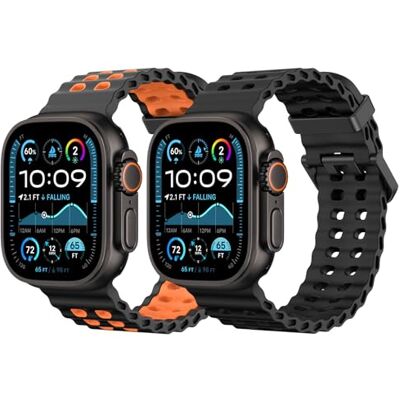 MoKo 2Pièces Bracelet Océan Compatible avec Apple Watch 42/44/45/46/49mm Pour iWatch Ultra 4/3/2/1, Series 12/11/10/9/8/7/6/5/4/3/2/1, SE3/2/1, Bracelet Silicone Respirant - Publicité MoKo 2Pièces Bracelet Océan Compatible avec Apple Watch 42/44/45/46/49mm Pour iWatch Ultra 4/3/2/1, Series 12/11/10/9/8/7/6/5/4/3/2/1, SE3/2/1, Bracelet Silicone Respirant - Publicité