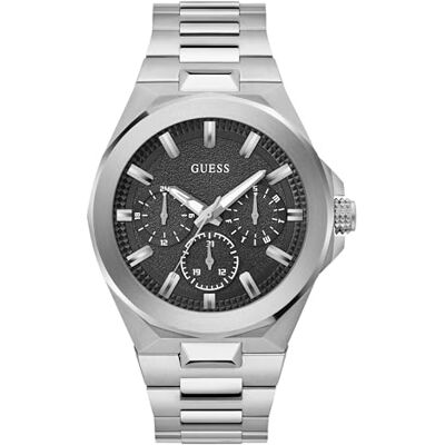 Guess Dashboard Montre analogique Multifonction pour Homme Largeur du boîtier 46 mm Argenté/Noir, Argenté/Noir, Classique - Publicité Guess Dashboard Montre analogique Multifonction pour Homme Largeur du boîtier 46 mm Argenté/Noir, Argenté/Noir, Classique - Publicité