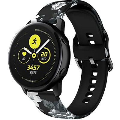 cadorabo Bracelet en silicone 20mm compatible avec Samsung Galaxy Watch 42mm / 3/4 / 5 en design imprimé FLEURS NOIR BLANC Bracelet de remplacement pour Huawei Watch 2 pour Nokia Steel uvm - Publicité cadorabo Bracelet en silicone 20mm compatible avec Samsung Galaxy Watch 42mm / 3/4 / 5 en design imprimé FLEURS NOIR BLANC Bracelet de remplacement pour Huawei Watch 2 pour Nokia Steel uvm - Publicité