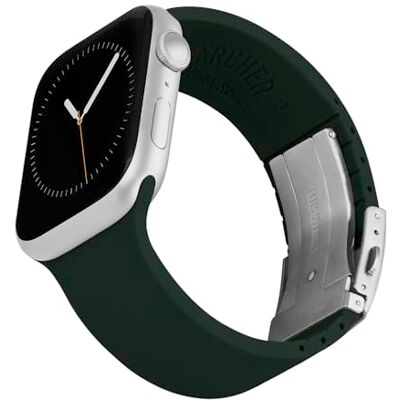 Archer Watch Straps Bracelets en Silicone Ajustables Sur Mesure pour Apple Watch (Verte Anglais, Fermoir Argent, 42/44/45/49mm) - Publicité Archer Watch Straps Bracelets en Silicone Ajustables Sur Mesure pour Apple Watch (Verte Anglais, Fermoir Argent, 42/44/45/49mm) - Publicité