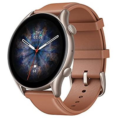 Amazfit GTR 3 Pro Montre Connectée, GPS, SpO2/Cardiofréquencemètre/Moniteur de Sommeil, 150+ Modes Sportifs, Appels Bluetooth, Alexa, 1.45" AMOLED Smartwatch Sport (Brun) - Publicité Amazfit GTR 3 Pro Montre Connectée, GPS, SpO2/Cardiofréquencemètre/Moniteur de Sommeil, 150+ Modes Sportifs, Appels Bluetooth, Alexa, 1.45" AMOLED Smartwatch Sport (Brun) - Publicité
